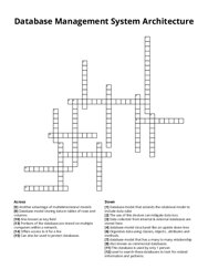 Database Management System Architecture crossword puzzle