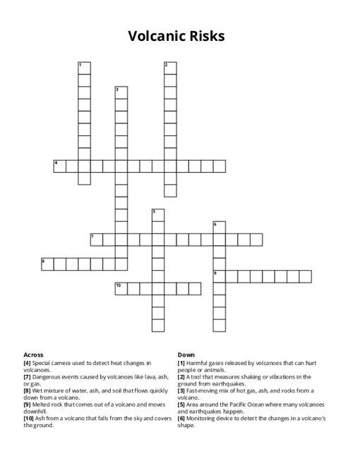 Volcanic Risks Crossword Puzzle