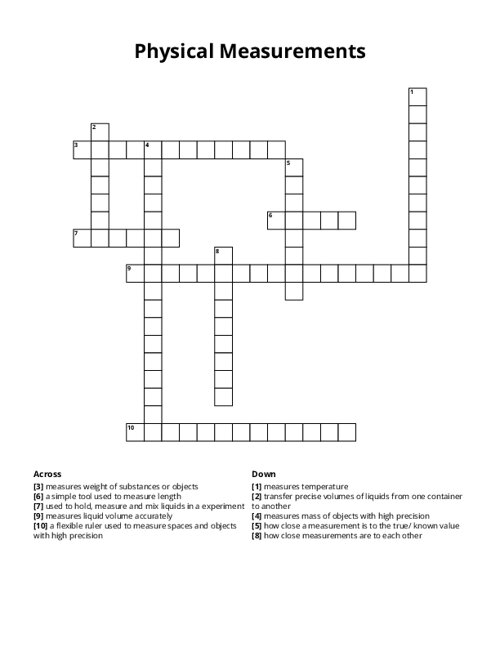 Physical Measurements Crossword Puzzle