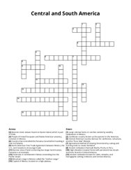 Central and South America crossword puzzle