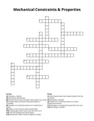 Mechanical Constraints & Properties crossword puzzle