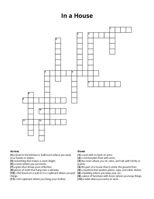 In a House Crossword Puzzle