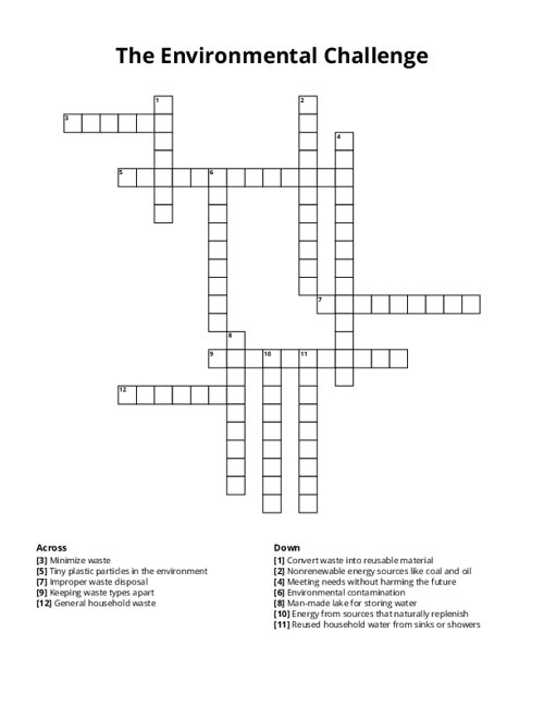 The Environmental Challenge Crossword Puzzle