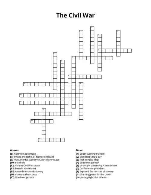 The Civil War Crossword Puzzle
