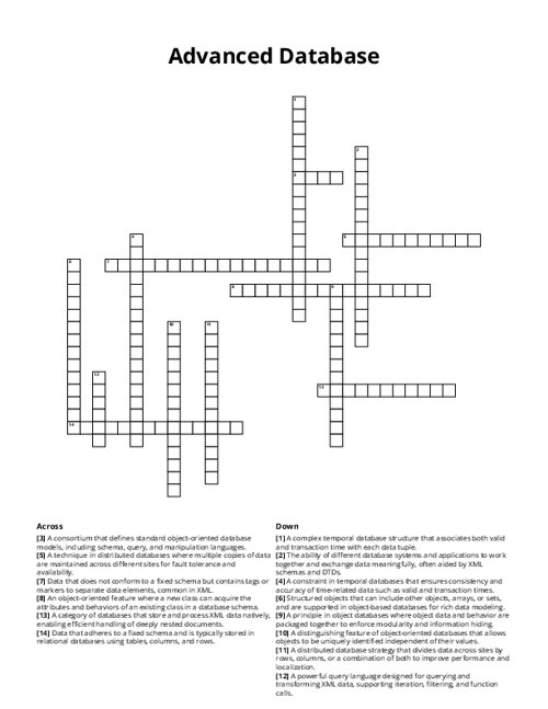 Advanced Database Crossword Puzzle