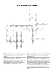 Advanced Database crossword puzzle