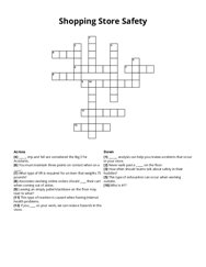 Shopping Store Safety crossword puzzle