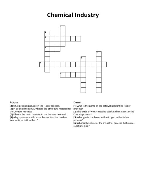 Chemical Industry Crossword Puzzle