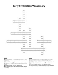 Early Civilization Vocabulary crossword puzzle