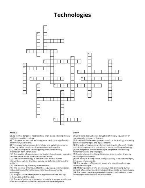 Technologies Crossword Puzzle