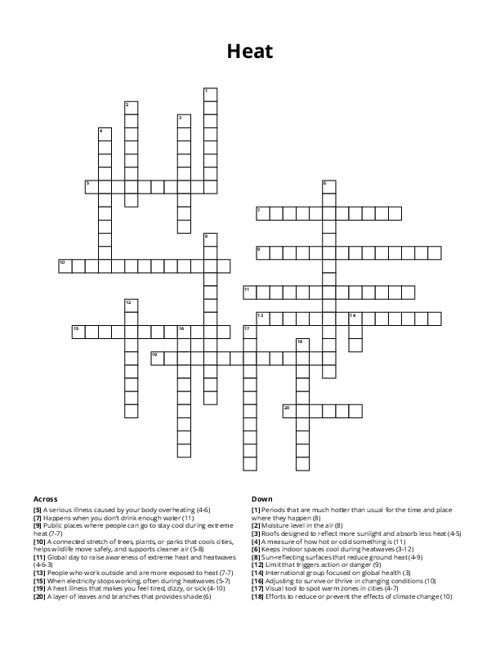 Heat Crossword Puzzle