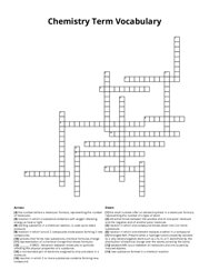 Chemistry Term Vocabulary Crossword Puzzle