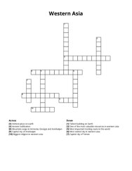Western Asia Crossword Puzzle