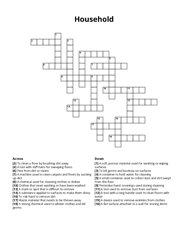 Household Crossword Puzzle