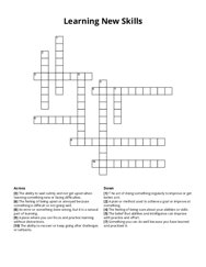 Learning New Skills Crossword Puzzle