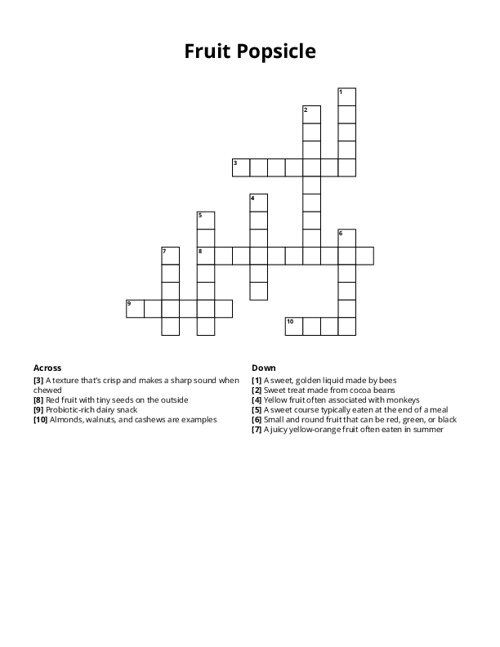 Fruit Popsicle Crossword Puzzle
