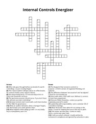 Internal Controls Energizer Crossword Puzzle