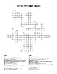 Environmental Terms Crossword Puzzle
