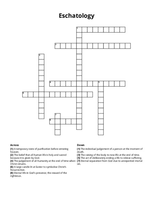 Eschatology Crossword Puzzle