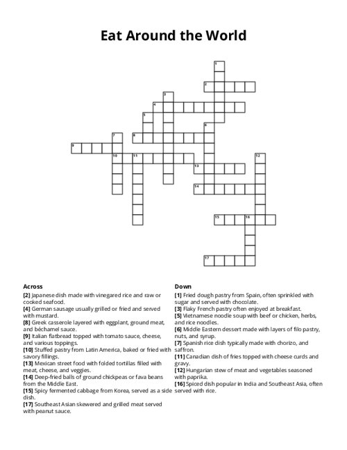 Eat Around the World Crossword Puzzle