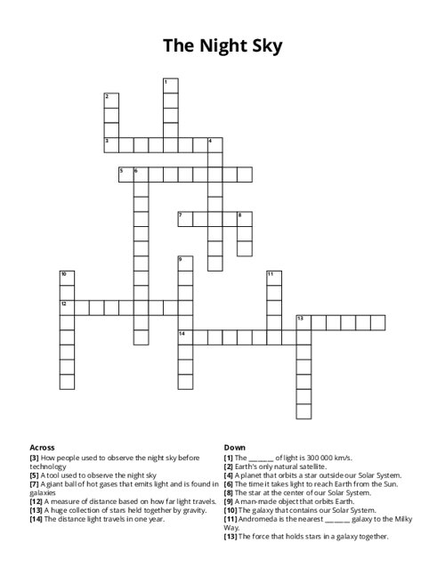 The Night Sky Crossword Puzzle