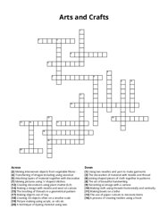 Arts and Crafts Crossword Puzzle