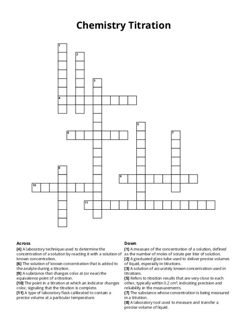 Chemistry Titration Crossword Puzzle