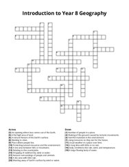 Introduction to Year 8 Geography crossword puzzle