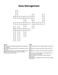 Data Management crossword puzzle