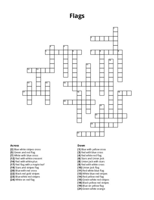 Flags Crossword Puzzle