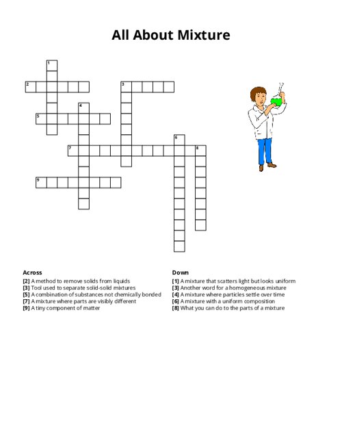 All About Mixture Crossword Puzzle
