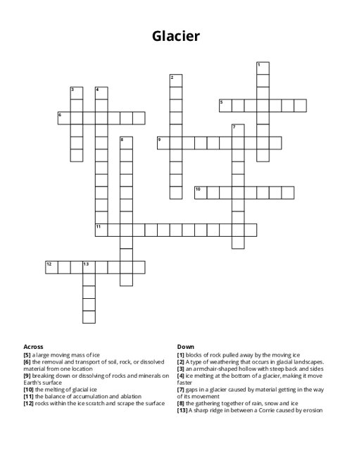 Glacier Crossword Puzzle