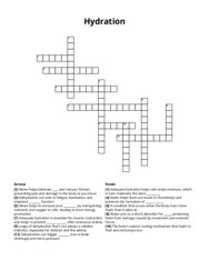 Hydration crossword puzzle