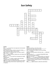 Sun Safety crossword puzzle