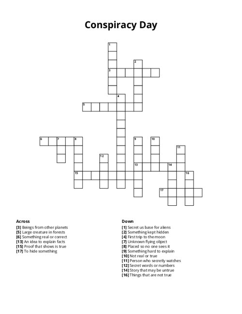 Conspiracy Day Crossword Puzzle