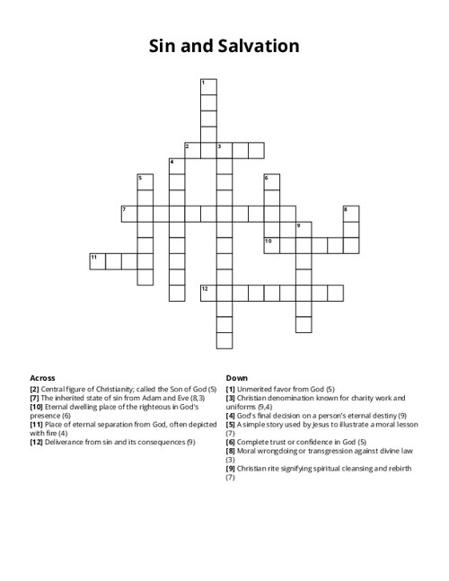 Sin and Salvation Crossword Puzzle