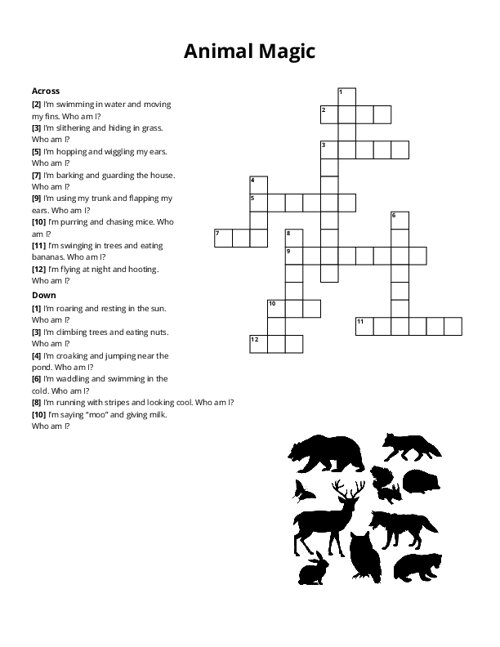 Animal Magic Crossword Puzzle