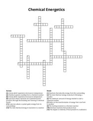 Chemical Energetics crossword puzzle