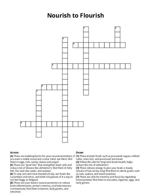 Nourish to Flourish Crossword Puzzle