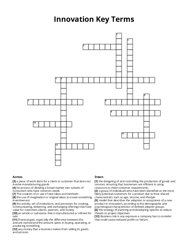 Innovation Key Terms crossword puzzle