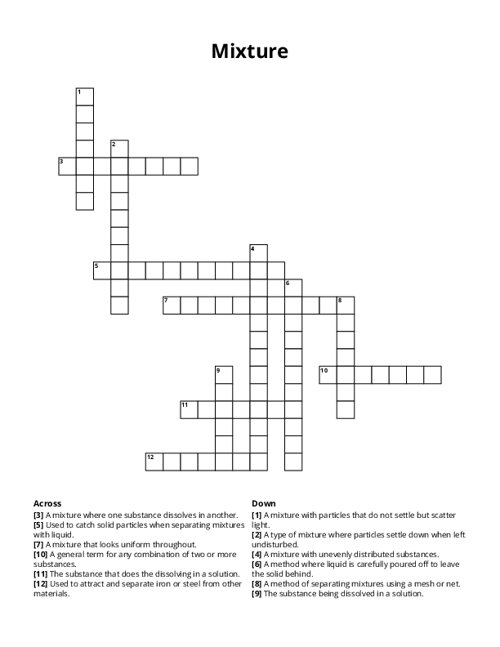 Mixture Crossword Puzzle