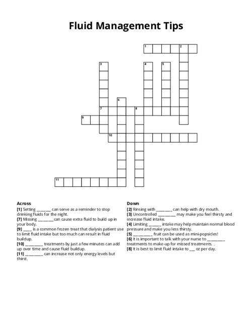 Fluid Management Tips Crossword Puzzle