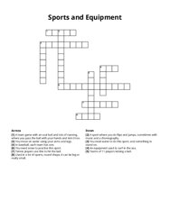 Sports and Equipment crossword puzzle