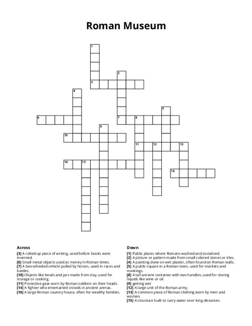 Roman Museum Crossword Puzzle