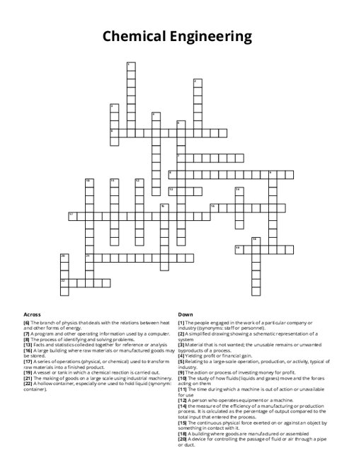 Chemical Engineering Crossword Puzzle
