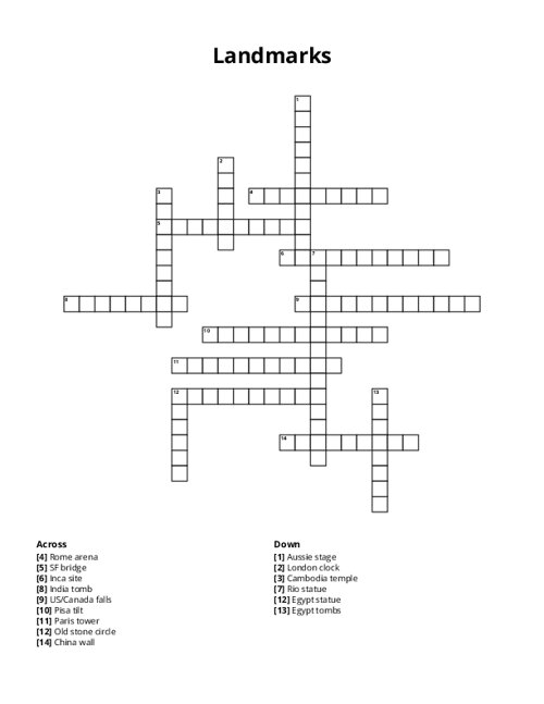 Landmarks Crossword Puzzle