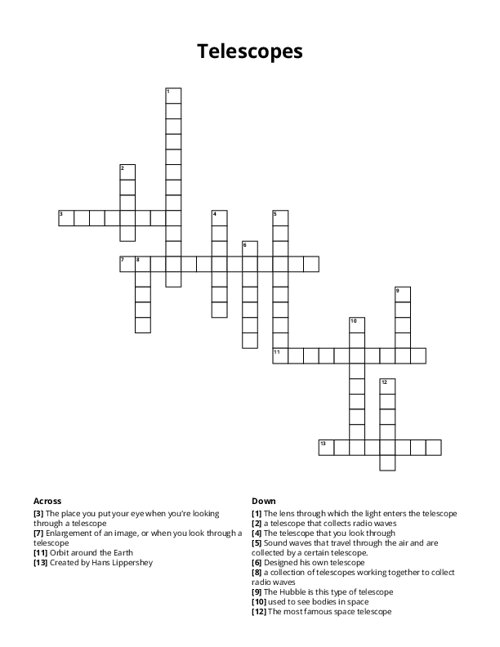 Telescopes Crossword Puzzle