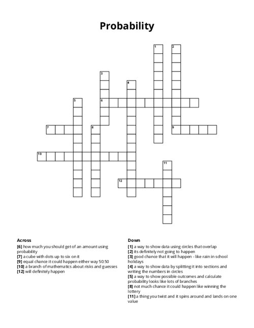 Probability Crossword Puzzle