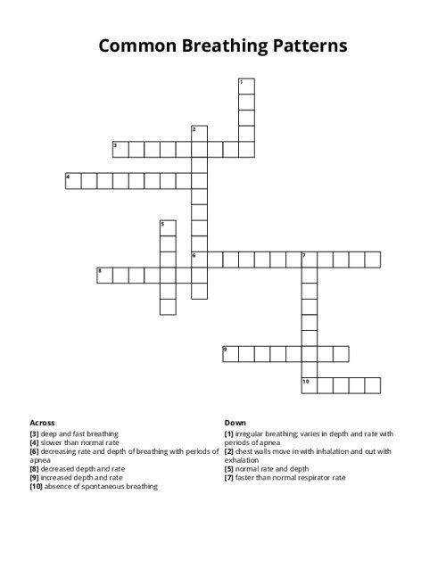 Common Breathing Patterns Crossword Puzzle