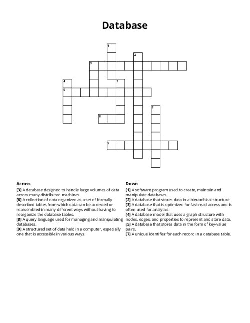 Database Crossword Puzzle